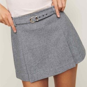 Reformation Rory Mini Skirt Size 2 Gray A-line Belted Mini Skirt